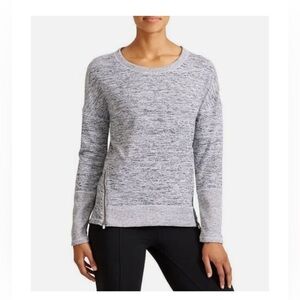 EUC Athleta Blissful Sharkbite Heather Gray Sweatshirt with Zippers - Sz XS